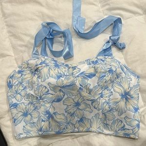 Blue and white crop top
